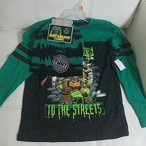 Boys ninja turtle shirt and beanie hat combo 6/7